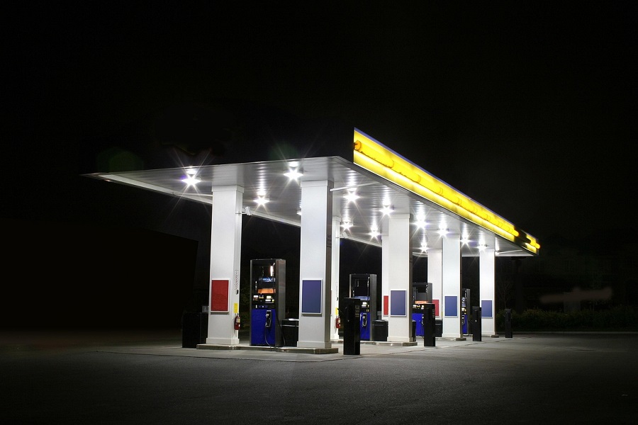 Gas station at night time